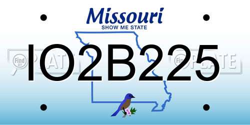 IO2B225 Missouri License Plate