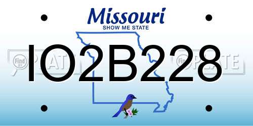 IO2B228 Missouri License Plate