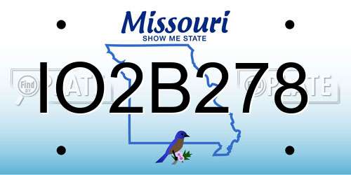 IO2B278 Missouri License Plate
