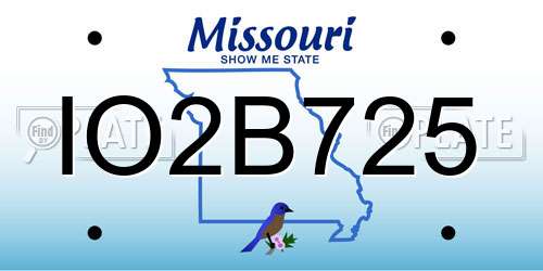 IO2B725 Missouri License Plate