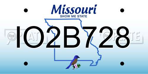 IO2B728 Missouri License Plate