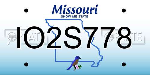 IO2S778 Missouri License Plate