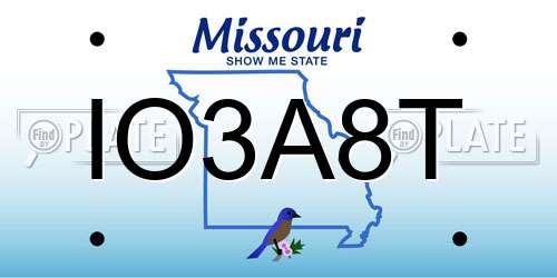 IO3A8T Missouri License Plate