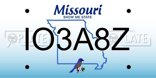 IO3A8Z Missouri License Plate