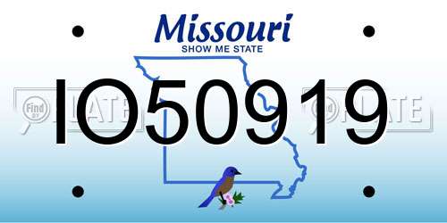 IO50919 Missouri License Plate