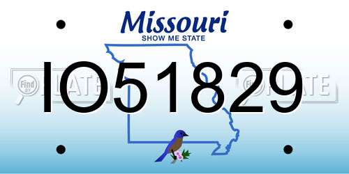 IO51829 Missouri License Plate