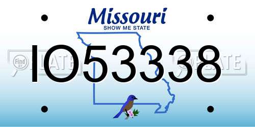 IO53338 Missouri License Plate