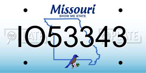 IO53343 Missouri License Plate