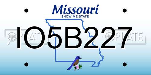 IO5B227 Missouri License Plate
