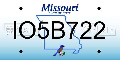 IO5B722 Missouri License Plate