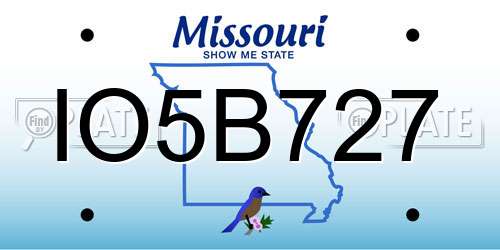 IO5B727 Missouri License Plate