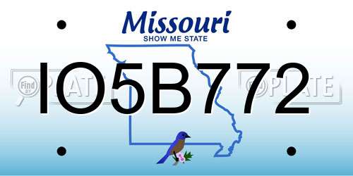 IO5B772 Missouri License Plate