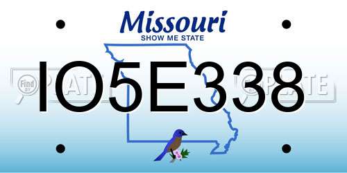 IO5E338 Missouri License Plate