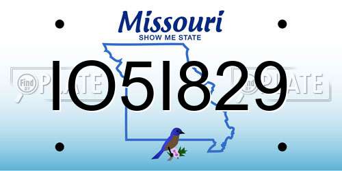IO5I829 Missouri License Plate