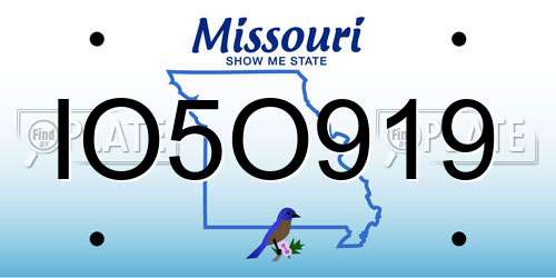 IO5O919 Missouri License Plate