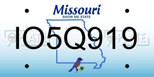 IO5Q919 Missouri License Plate
