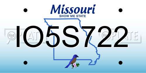 IO5S722 Missouri License Plate