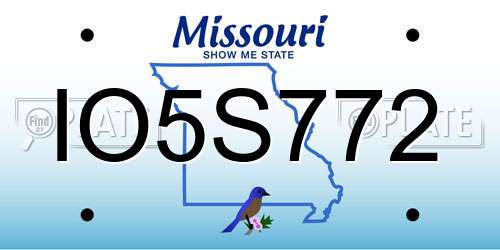 IO5S772 Missouri License Plate