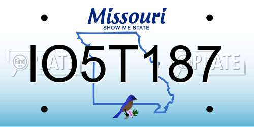 IO5T187 Missouri License Plate