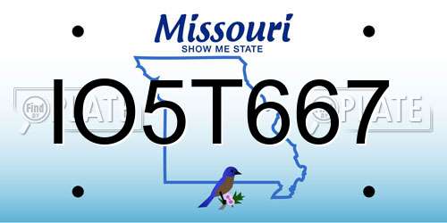IO5T667 Missouri License Plate