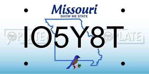 IO5Y8T Missouri License Plate