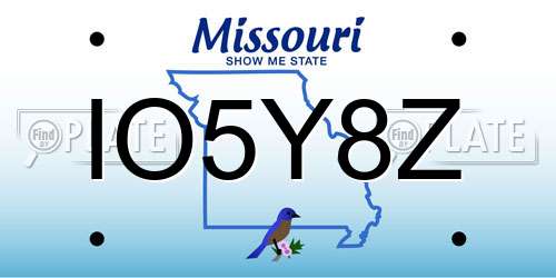 IO5Y8Z Missouri License Plate