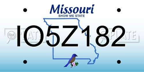 IO5Z182 Missouri License Plate