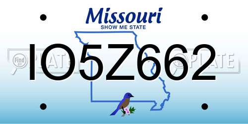 IO5Z662 Missouri License Plate