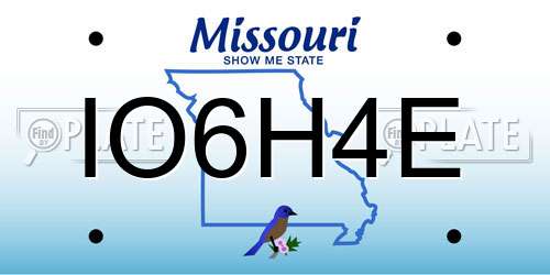 IO6H4E Missouri License Plate