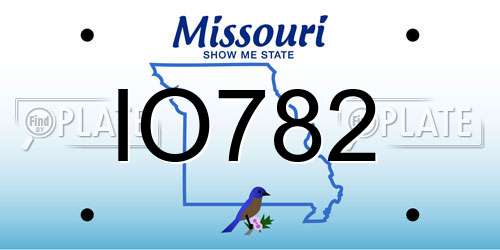IO782 Missouri License Plate
