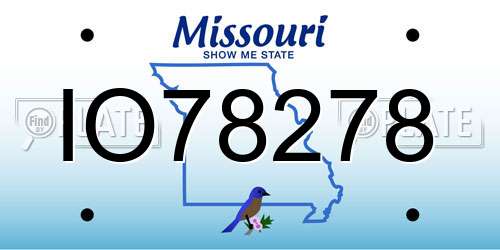 IO78278 Missouri License Plate