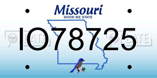 IO78725 Missouri License Plate