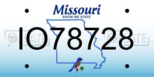 IO78728 Missouri License Plate
