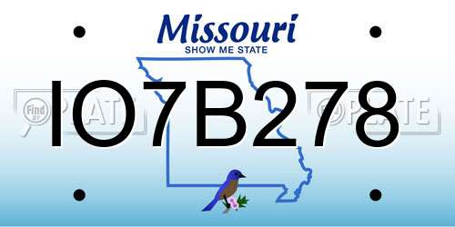 IO7B278 Missouri License Plate