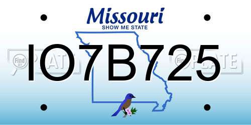 IO7B725 Missouri License Plate