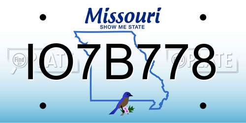 IO7B778 Missouri License Plate