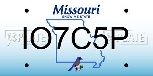 IO7C5P Missouri License Plate