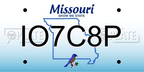 IO7C8P Missouri License Plate