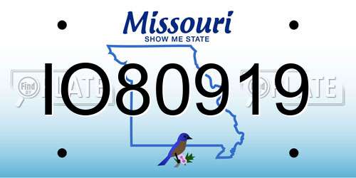 IO80919 Missouri License Plate