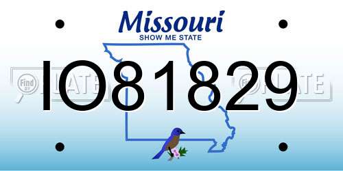 IO81829 Missouri License Plate