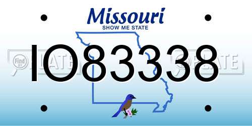 IO83338 Missouri License Plate