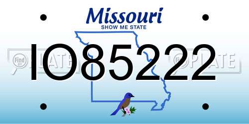 IO85222 Missouri License Plate