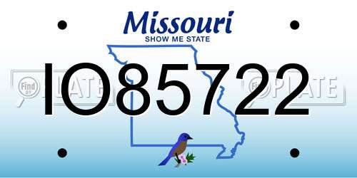 IO85722 Missouri License Plate