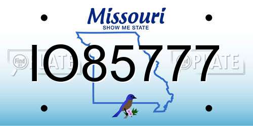 IO85777 Missouri License Plate