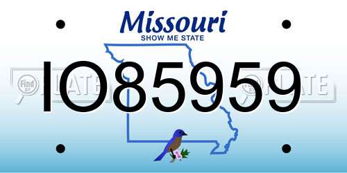 IO85959 Missouri License Plate