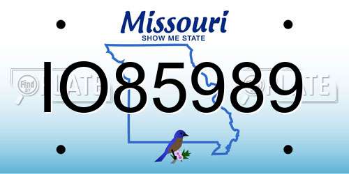 IO85989 Missouri License Plate