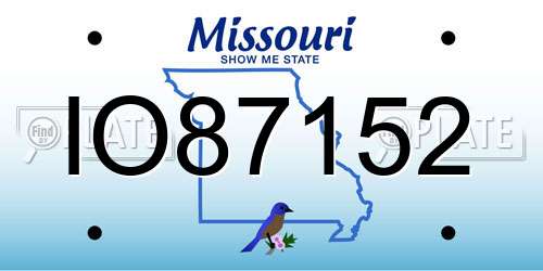 IO87152 Missouri License Plate