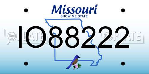 IO88222 Missouri License Plate