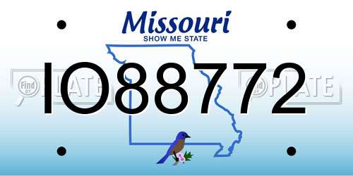 IO88772 Missouri License Plate