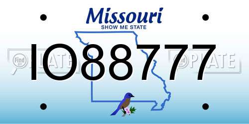IO88777 Missouri License Plate
